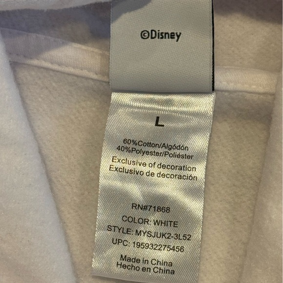 Disney White Pullover Hoodie Mickey Mouse Crochet Large - Picture 5 of 6